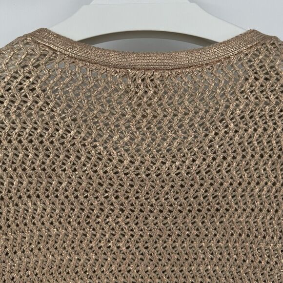 Chicos 2 Rose Gold Metallic Sweater Knit Womens L Old Money Elegant Summer Tunic - Picture 5 of 12